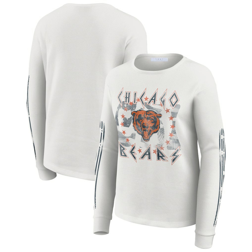 Chicago Bears WEAR by Erin Andrews Women's Graphic Waffle Long-Sleeve T-Shirt
