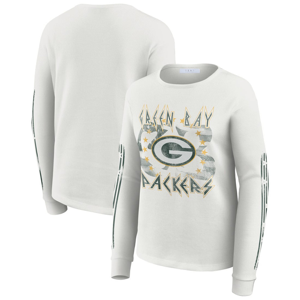 Green Bay Packers WEAR by Erin Andrews Women's Graphic Waffle Long-Sleeve T-Shirt