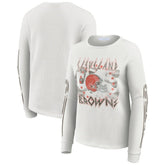 Cleveland Browns WEAR by Erin Andrews Women's Graphic Waffle Long-Sleeve T-Shirt