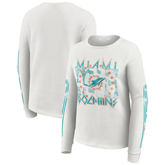 Miami Dolphins WEAR by Erin Andrews Women's Graphic Waffle Long-Sleeve T-Shirt