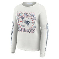 New England Patriots WEAR by Erin Andrews Women's Graphic Waffle Long-Sleeve T-Shirt
