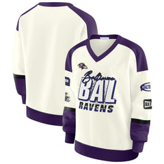 Baltimore Ravens WEAR by Erin Andrews Women's Racing Crew V-Neck Sweatshirt