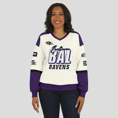 Baltimore Ravens WEAR by Erin Andrews Women's Racing Crew V-Neck Sweatshirt