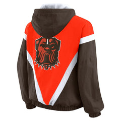 Cleveland Browns WEAR by Erin Andrews Women's Plus Size Retro Crinkle Full-Zip Hoodie Windbreaker Jacket