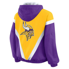 Minnesota Vikings WEAR by Erin Andrews Women's Plus Size Retro Crinkle Full-Zip Hoodie Windbreaker Jacket