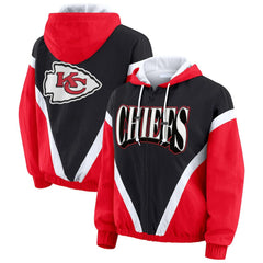 Kansas City Chiefs WEAR by Erin Andrews Women's Plus Size Retro Crinkle Full-Zip Hoodie Windbreaker Jacket
