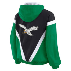 Philadelphia Eagles WEAR by Erin Andrews Women's Plus Size Retro Crinkle Full-Zip Hoodie Windbreaker Jacket