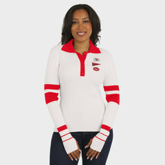 Kansas City Chiefs WEAR by Erin Andrews Women's Ribbed Henley Polo Sweater