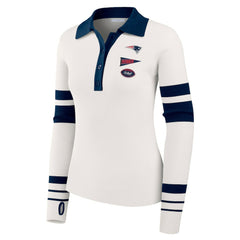 New England Patriots WEAR by Erin Andrews Women's Ribbed Henley Polo Sweater