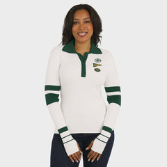 Green Bay Packers WEAR by Erin Andrews Women's Ribbed Henley Polo Sweater