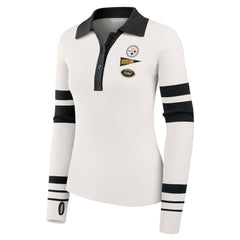 Pittsburgh Steelers WEAR by Erin Andrews Women's Ribbed Henley Polo Sweater