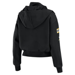 Minnesota Vikings WEAR by Erin Andrews Women's Tri-Blend Patch Pocket Cropped Full-Zip Bomber Hoodie Jacket