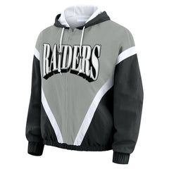 Las Vegas Raiders WEAR by Erin Andrews Women's Retro Crinkle Full-Zip Hoodie Windbreaker