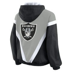 Las Vegas Raiders WEAR by Erin Andrews Women's Retro Crinkle Full-Zip Hoodie Windbreaker