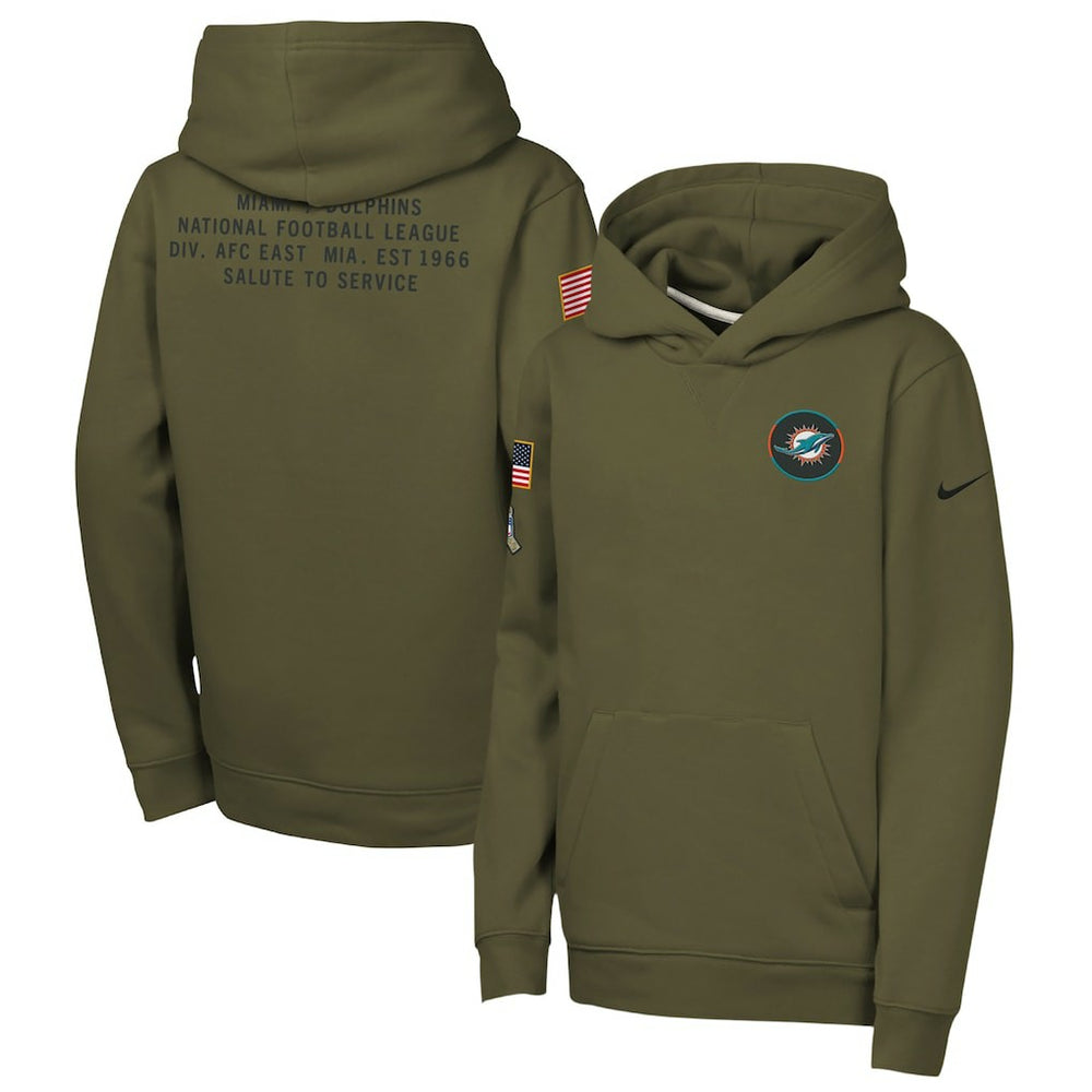 Miami Dolphins Nike Youth 2025 Salute to Service Club Fleece Hoodie