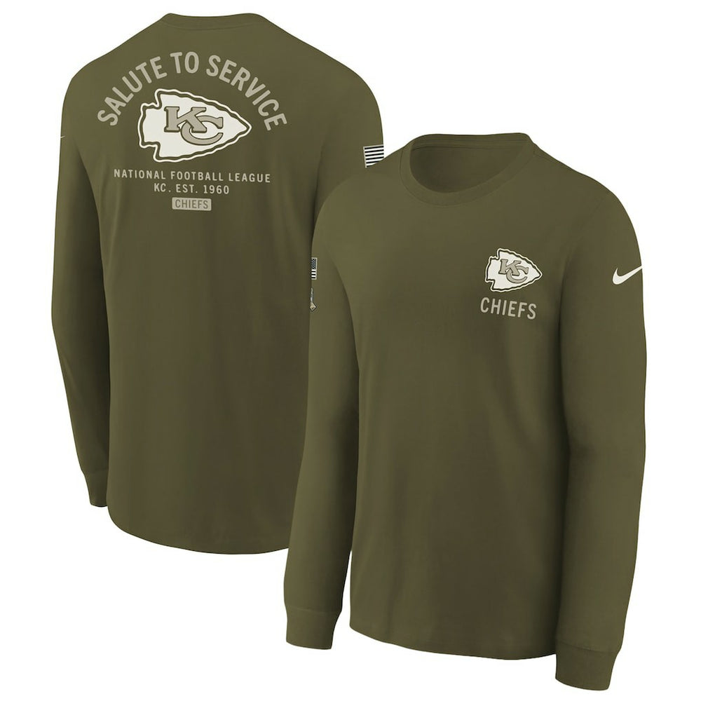 Kansas City Chiefs Nike Youth 2025 Salute to Service Sideline Long Sleeve T-Shirt