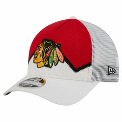 Chicago Blackhawks New Era Hockey Sock 9FORTY A-Frame M-Crown Adjustable Trucker Hat For Sale