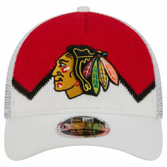 Chicago Blackhawks New Era Hockey Sock 9FORTY A-Frame M-Crown Adjustable Trucker Hat For Sale