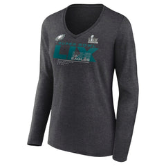 Philadelphia Eagles Fanatics Women's Super Bowl LIX Quick Pass Long Sleeve V-Neck T-Shirt