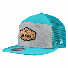 Miami Dolphins New Era Cork Split Panel 9FIFTY Trucker Snapback Hat