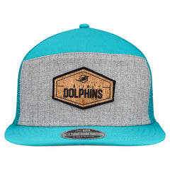 Miami Dolphins New Era Cork Split Panel 9FIFTY Trucker Snapback Hat