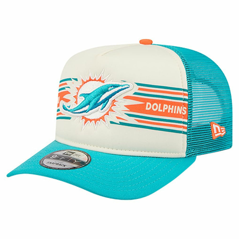 Miami Dolphins New Era Banner A-Frame 9FIFTY Trucker Snapback Hat
