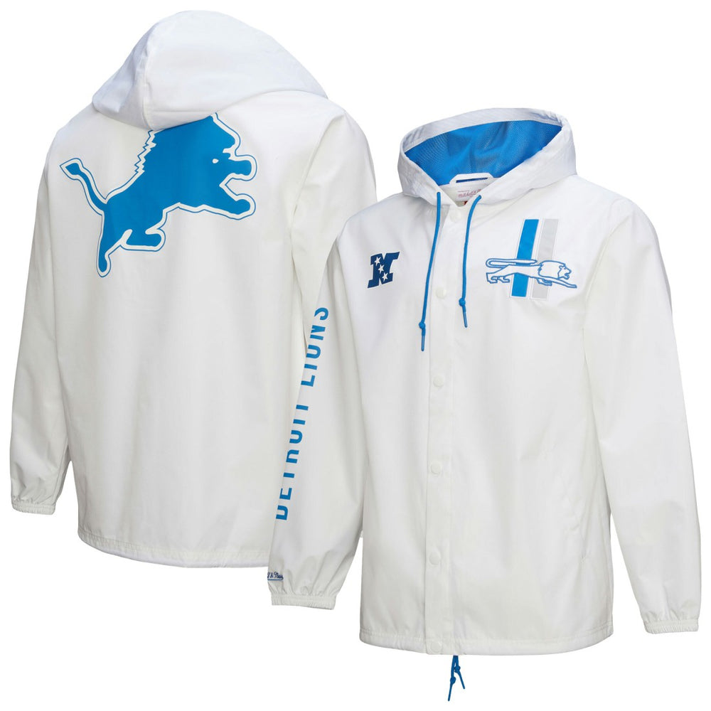 Detroit Lions Mitchell & Ness Vintage Logo Coaches Full-Snap Hoodie Jacket