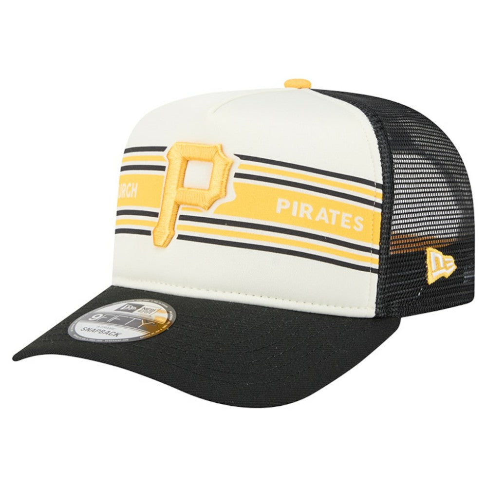 Pittsburgh Pirates New Era Banner A-Frame 9FIFTY Trucker Snapback Hat | MLB On Sale