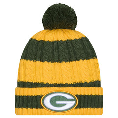 Green Bay Packers New Era Women's Braided Cuffed Knit Hat with Pom