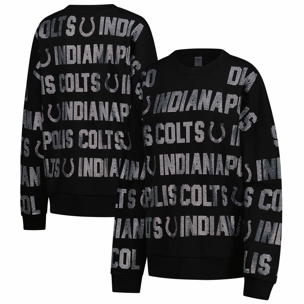 Indianapolis Colts Gameday Couture Women's Oversized Hype Era Rhinestone Text Sweatshirt