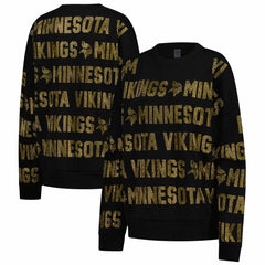 Minnesota Vikings Gameday Couture Women's Oversized Hype Era Rhinestone Text Sweatshirt