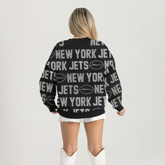 New York Jets New Era Gameday Couture Women's Oversized Hype Era Rhinestone Text Sweatshirt