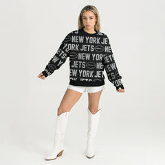 New York Jets New Era Gameday Couture Women's Oversized Hype Era Rhinestone Text Sweatshirt