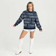 Tennessee Titans Gameday Couture Women's Oversized Hype Era Rhinestone Text Sweatshirt