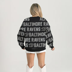Baltimore Ravens Gameday Couture Women's Oversized Hype Era Rhinestone Text Sweatshirt