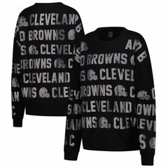 Cleveland Browns Gameday Couture Women's Oversized Hype Era Rhinestone Text Sweatshirt