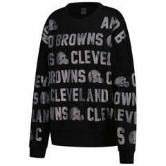 Cleveland Browns Gameday Couture Women's Oversized Hype Era Rhinestone Text Sweatshirt