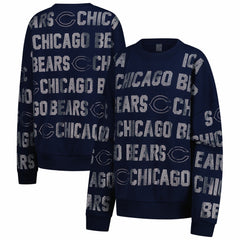 Chicago Bears Gameday Couture Women's Oversized Hype Era Rhinestone Text Sweatshirt