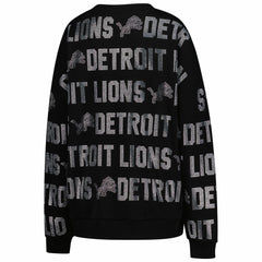 Detroit Lions Gameday Couture Women's Oversized Hype Era Rhinestone Text Sweatshirt