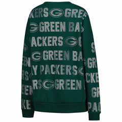 Green Bay Packers Gameday Couture Women's Oversized Hype Era Rhinestone Text Sweatshirt
