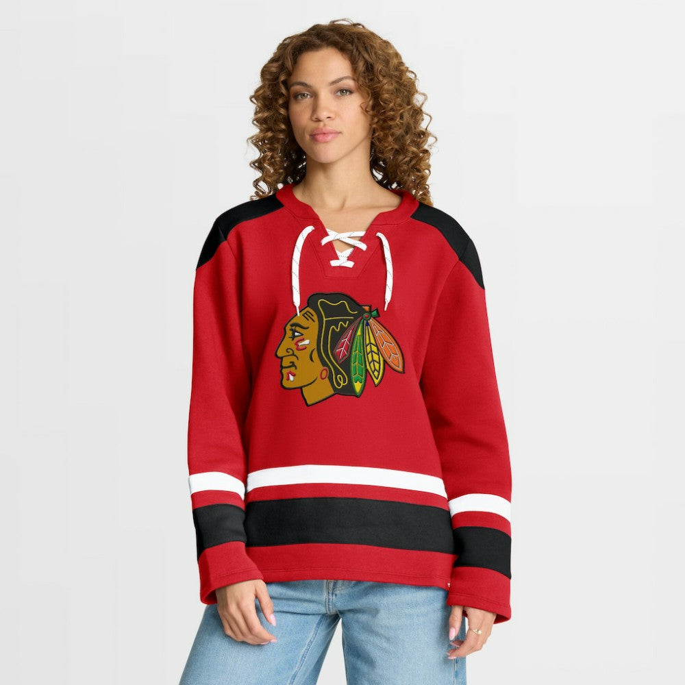 Chicago Blackhawks Fanatics Women's Icing Long Sleeve Lace Up Sweatshirt Outlet