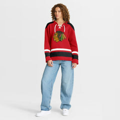 Chicago Blackhawks Fanatics Women's Icing Long Sleeve Lace Up Sweatshirt Outlet