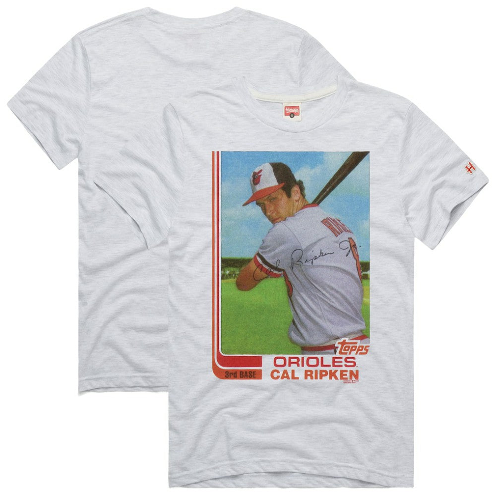 Cal Ripken Jr. Baltimore Orioles Homage 1982 Topps Baseball Card Player T-Shirt | MLB Online
