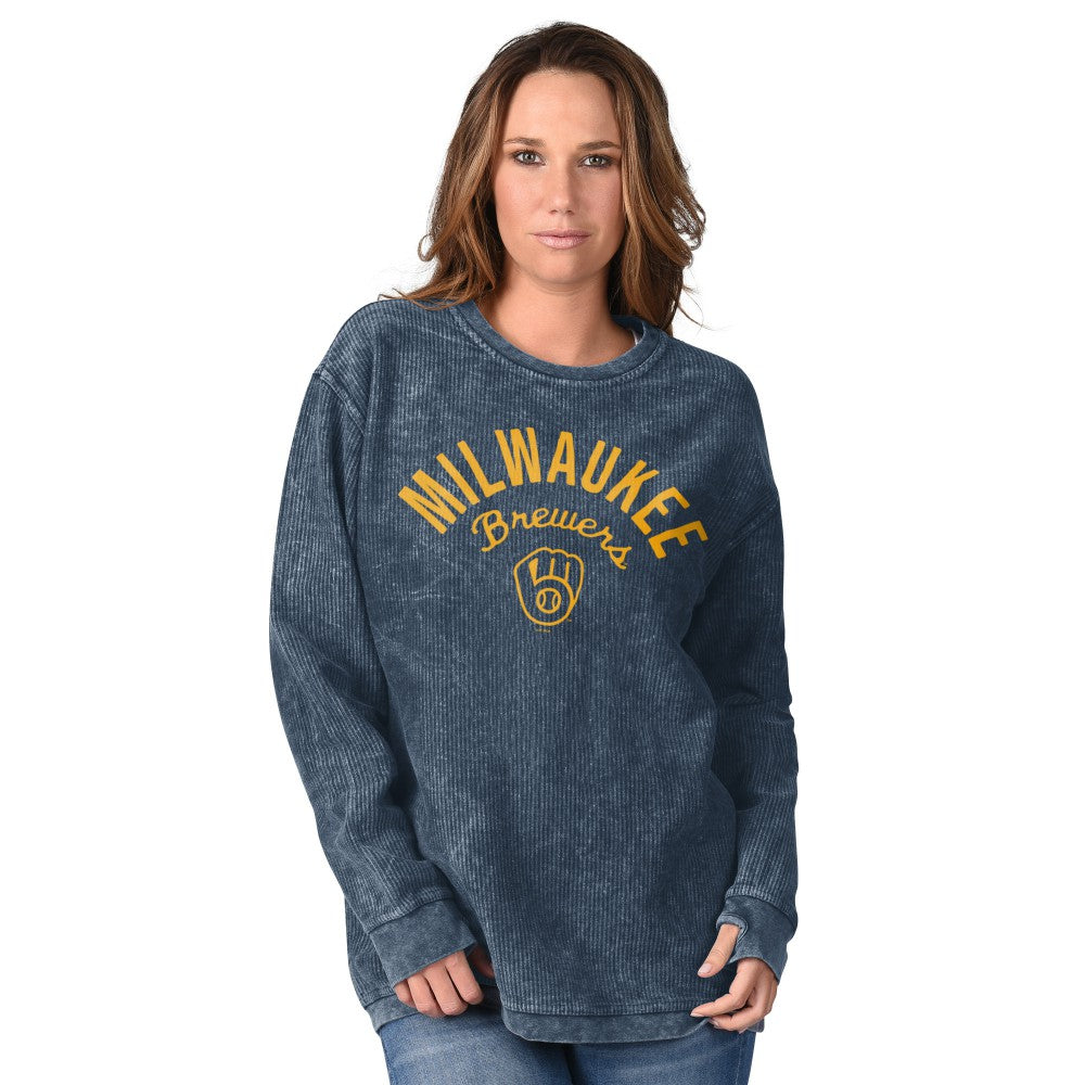 Milwaukee Brewers G-III 4Her by Carl Banks Women's Comfy Cord Pullover Sweatshirt | MLB Discount