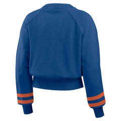 New York Mets WEAR by Erin Andrews Women's Vintage Washed Cropped Pullover Sweatshirt | MLB On Sale