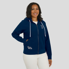 Boston Red Sox WEAR by Erin Andrews Women's Vintage Full-Zip Raglan Hoodie | MLB Outlet
