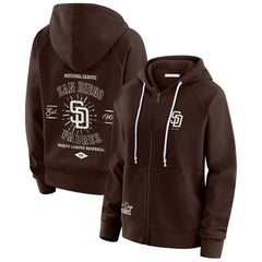San Diego Padres WEAR by Erin Andrews Women's Vintage Full-Zip Raglan Hoodie | MLB Online