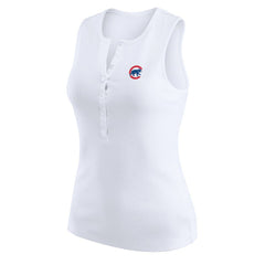 Chicago Cubs WEAR by Erin Andrews Women's Rib-Knit Henley Tank Top | MLB Shop