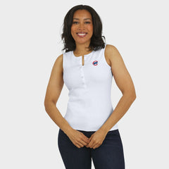 Chicago Cubs WEAR by Erin Andrews Women's Rib-Knit Henley Tank Top | MLB Shop