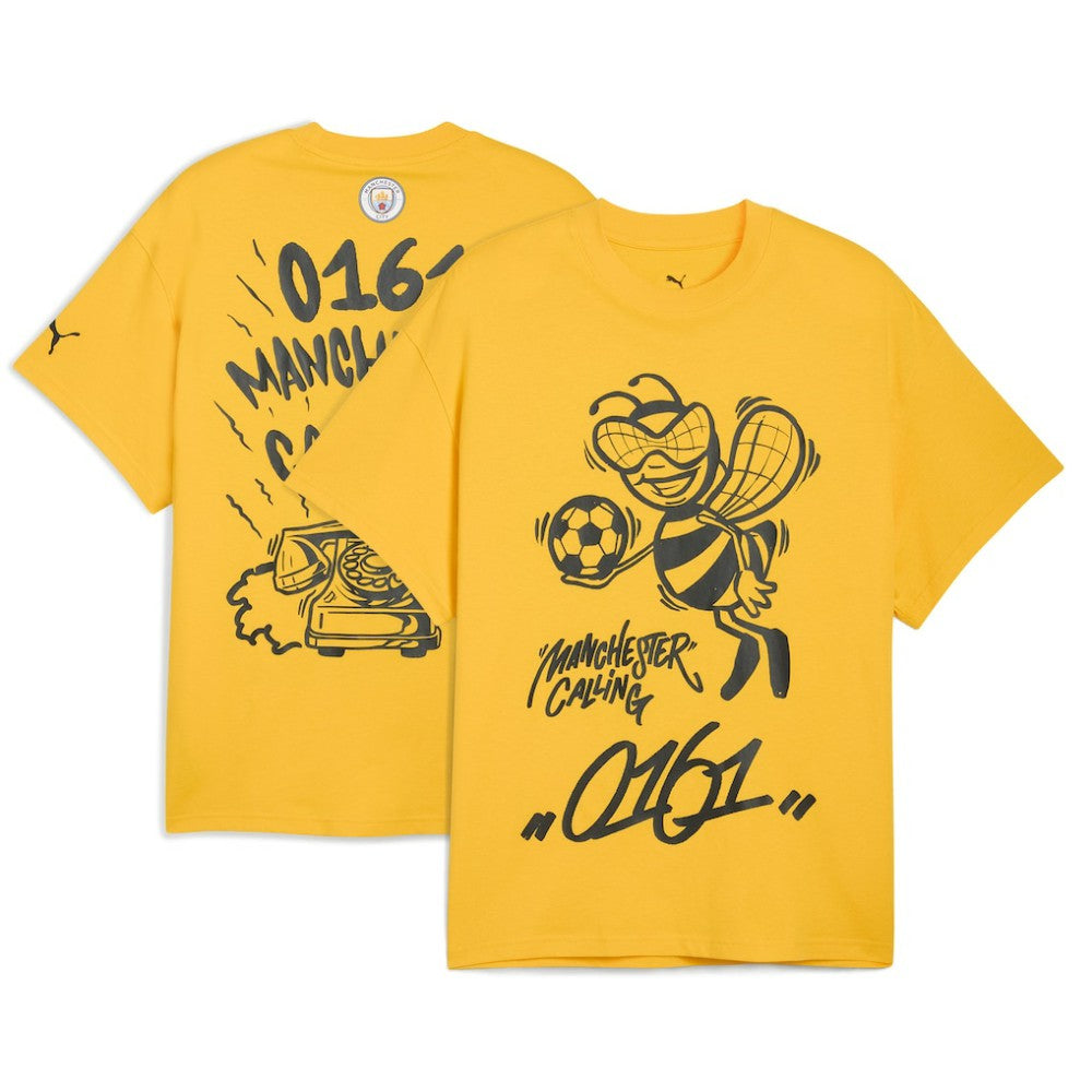 Manchester City 2025 FIFA Club World Cup Hoops T-Shirt Yellow - Puma